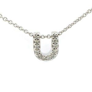 18k White Gold Love Letter "U" Diamond Necklace